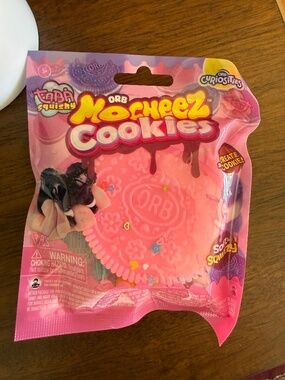 ORB Curiosities Mocheez Cookies TABA Squishy Toy Pink Super Soft Sticky